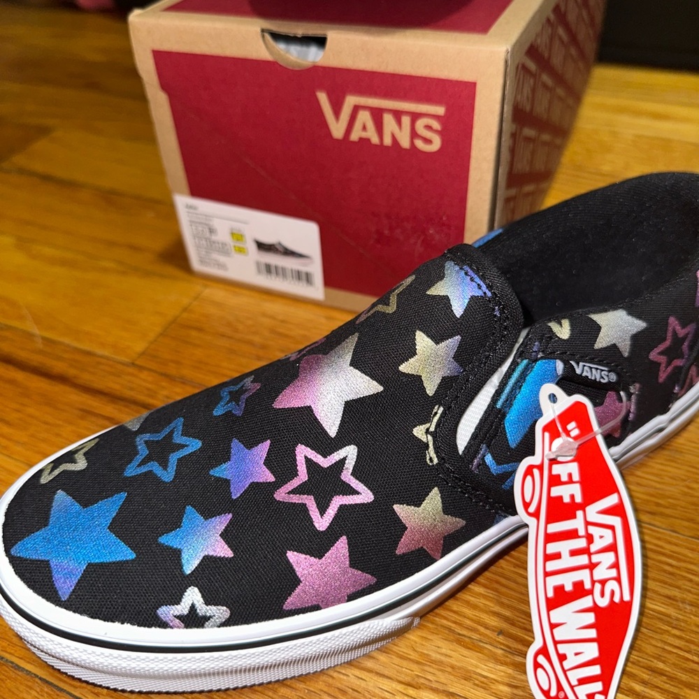 Size kids 5 black rainbow star VANS